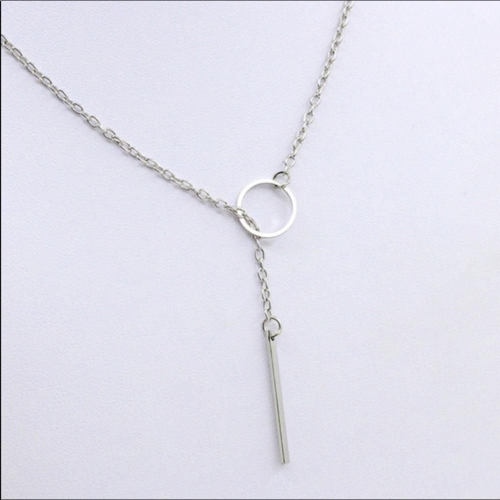 NWT silver chain bar necklace